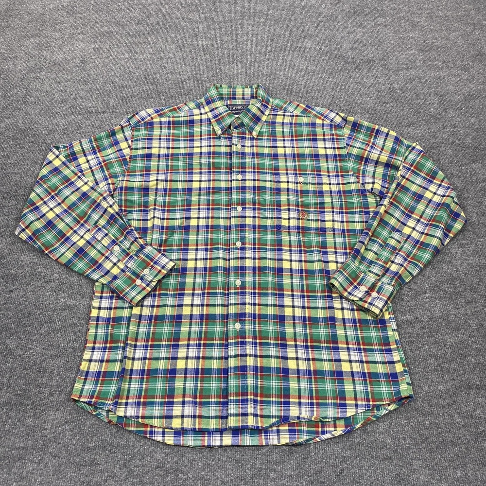 Vintage Wrangler TwentyX Shirt Mens Large Plaid Long Sleeve Western